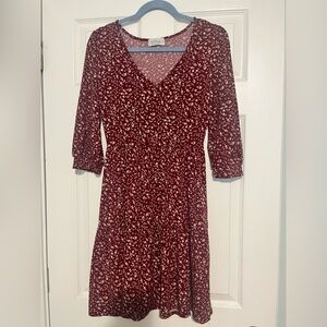 Kaileigh Burgundy Floral Long Sleeve Dress